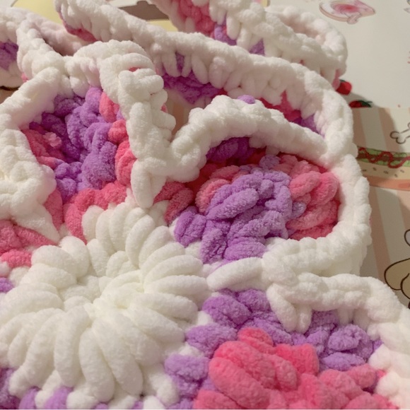 Crochet Pink, Purple and White Flower Design Bag - Picture 14 of 16
